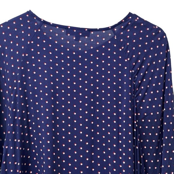 FRED DAVID Blouse Plus Size 1X Rayon Womens Top 3/4 Sleeve  Navy Red Dot NWT - Picture 3 of 12